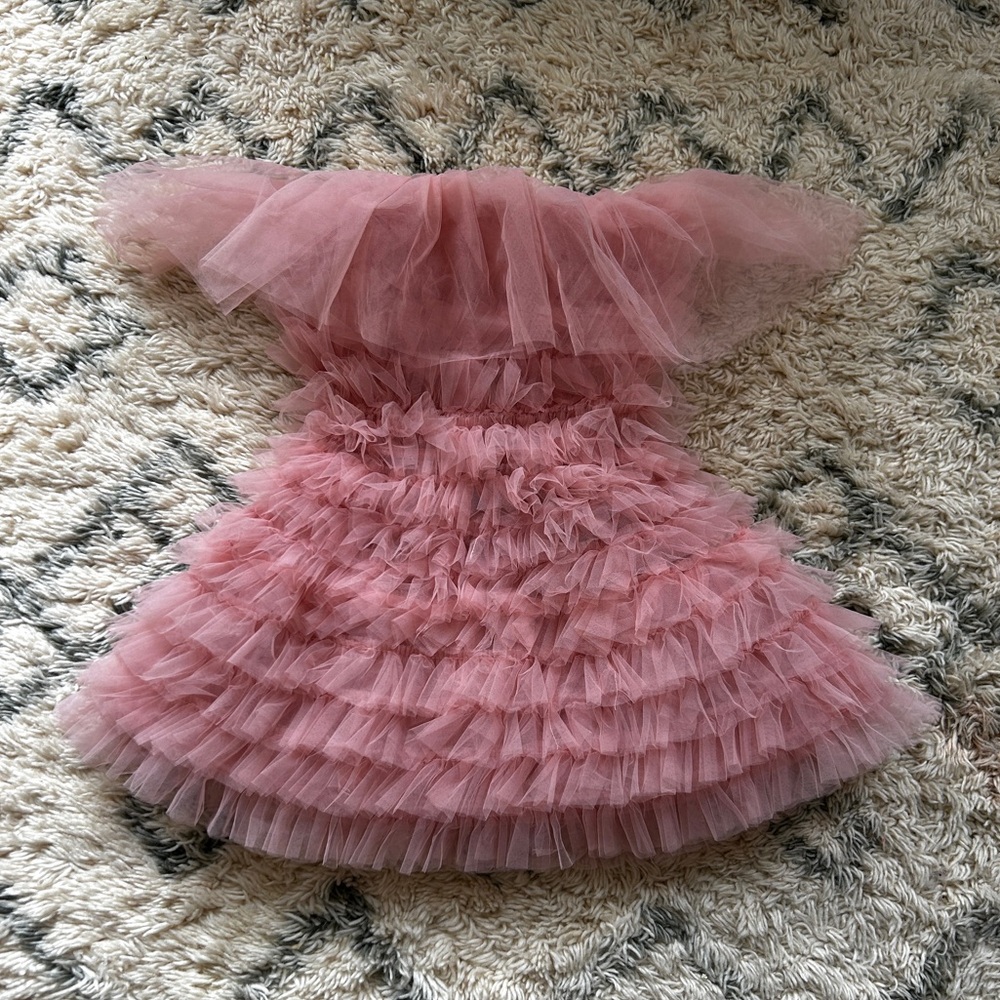 Kikiriki Pink Ruffled Tulle Babydoll  Dress